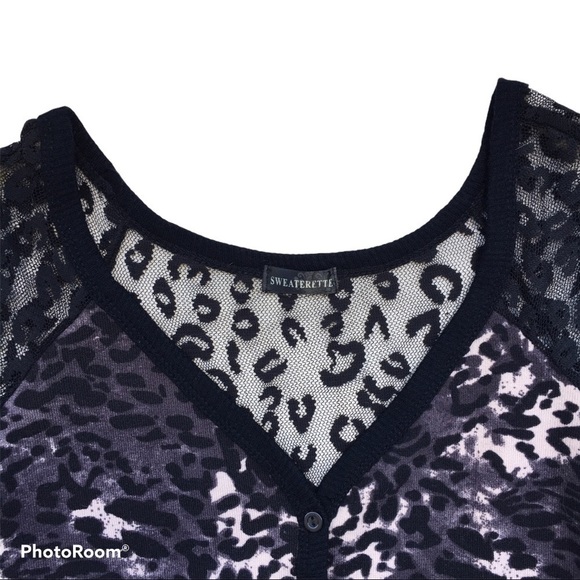 Vintage leopard print lace back cardigan size Medium - Picture 3 of 7